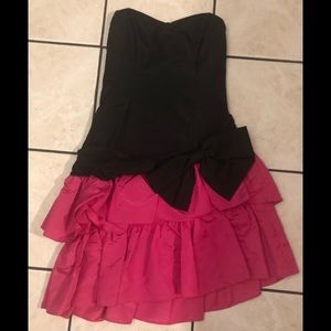 Girl Pink Black Formal Wedding Dance Party Holiday Dress detail Bow Junior SZ 9